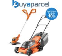 Flymo 36V EasiStore 340R Cordless Lawnmower 34cm Twin 18v & Grass Trimmer Bare