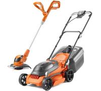 Flymo 36V EasiStore 340R Cordless Lawnmower 34cm Twin 18v & Grass Trimmer Bare