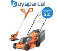 Flymo 36V EasiStore 380R Cordless Lawnmower 38cm Twin 18v & Grass Trimmer Bare