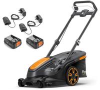 Flymo 36V UltraMow Duo 460 Cordless Lawn Mower - Powerful & Efficient with 46cm Cutting Width and Dual Blades - Includes 2x 2.5Ah Batteries & Chargers