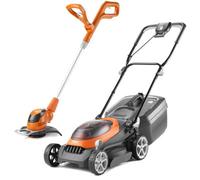 Flymo 36V UltraStore 340R Cordless Lawnmower 34cm Twin 18v & Grass Trimmer Bare