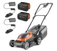 Flymo 36V Ultrastore 340R Cordless Lawnmower Mower 34Cm Twin 18V Bosch 2 X Batts