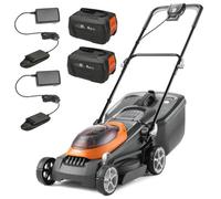 Flymo 36V Ultrastore 380R Cordless Lawnmower Mower 38Cm Twin 18V Bosch 2 X Batts
