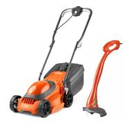 Flymo EasiMow 300R Lawn Mower and MiniTrim Grass Trimmer - 30 cm Cutting Width, 30 Litre Grass Box, Close Edge Cutting, Rear Roller, Comfortable to