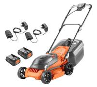 Flymo 36V EasiStore 340R Cordless Lawnmower Kit - x2 18V Power For All Battery and Charger included, 34cm Cutting Width, Striped Lawn Finish, Close Edge Cutting, 35L Grass Box, Lightweight