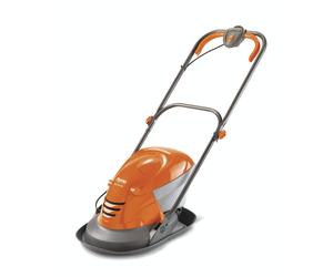Flymo Hover Vac 250 Electric Hover Collect Lawn Mower - 1400W, 25cm Cutting Width, 15L Grass Box, Ambidextrous Handles, Folds Flat, Orange and Grey