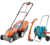 FLYMO Speedi-Mo 360C Rotary Lawn Mower & Contour XT Corded Grass Trimmer Bundle, Orange