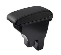 Flymotor Custom Fit for Car Armrest Box 2009-2013 Honda Fit Jazz Accessories Storage Center Console Double Layer 3 USB Ports Armrest Organizer Box (All Black)