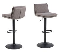Flynn Bar Stool In Light Grey Fabric Cushioned Seat And Metal Legs x 2 Barstools