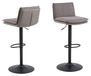 Flynn Bar Stool In Light Grey Fabric Cushioned Seat And Metal Legs x 2 Barstools