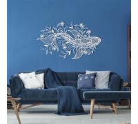 flyoak Metal Wall Art, Fish Mandala Asian Decor, Garden Hanging, Modern Art Sculpture Home Decor, Metal Wall Artwork Decoration for Living Room,Bedroom Hallway and Stairs Nature Home (W