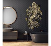 flyoak Metal Wall Art, Fish Mandala Asian Decor, Garden Hanging, Modern Art Sculpture Home Decor, Metal Wall Artwork Decoration for Living Room,Bedroom Hallway and Stairs Nature Home (G