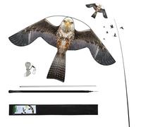 flyonte Bird Hawk Flying Kite with Pole Crop Protector Bird Scare Flying Kite with 4m Pole Has The Effect of Scaring Birds