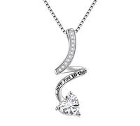 Flyow 925 Sterling Silver Heart Necklace with Message I Love You to the Moon and Back Infinity Forever Love Cubic Zirconia Pendant 18 Inches (Heart 1)