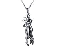 Flyow Hug Couple Necklace 925 Sterling Silver Hugging Necklace Anniversary Jewelry for Him and Her, Lover gifts for Men Women Boys Girls
