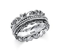 Flyow Meditation Spinner Ring 925 Sterling Silver Fidget Rings for Anxiety Stress Relieving ADHD Meditation Rings Women Men Size 6