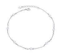 Flyow Shell Pearl Anklet 925 Sterling Silver Minimalist Beaded Ankle Bracelet for Women Adjustable Beach Foot Chain Jewelry Gift for Summer Day