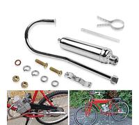 FLYPIG 750mm Chrome Muffler Exhaust Pipe For 49cc 50cc 66cc 80cc 2 Stroke Motorized Bicycle Bike