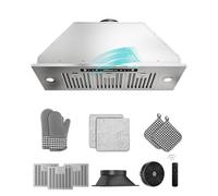 FlyPine 36 inch Stainless Steel Insert Range Hood - 900 CFM, Gesture Control, Ultra-Quiet 4-Speed Vent, LED Lights, Ducted/Ductless Convertible