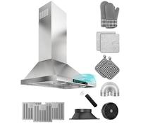 FlyPine 36 inch Stainless Steel Wall Mount Range Hood - 900 CFM, Gesture Control, Ultra-Quiet 4-Speed Vent, LED Lights, Ducted/Ductless Convertible