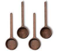 FLYPOKER Wooden Coffee Scoop - 4 Pcs Brown, 10g Capacity, Bamboo Material, Long Handle for Jars and Containers
