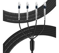 FLYPROFiber- 4 Core Industrial TPU OS2 LC to LC Outdoor Armored Fiber Optic Cable, OS2 4 Strands Single Mode Fiber Patch Cable, Direct Burial 9/125um, OD-5mm,100m/328ft