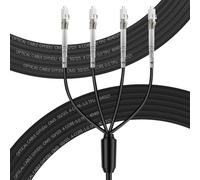 FLYPROFiber OM3 4 Strand Multimode Fiber Cable, 50m/164ft, LC to LC, 10GB/40GB, Direct Burial, Industrial TPU, Black, Outdoor