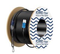 FLYPROFiber- OS2 LC to LC Outdoor Armored Fiber Optic Cable, Duplex Single Mode Fiber 1G/10G 9/125um Industrial TPU Uniboot LC with Pulling Eye Kit Installed on one end, OD-5mm, 50m/164ft
