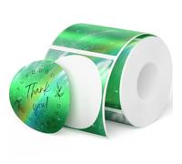 FLYQGGO 2 inch Holographic Thermal Labels, Gliter Round Thermal Sticker Labels Thermal Stickers for Price, Barcode, Name, DIY Custom Logo Design (200 Pcs/Roll), Green