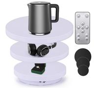 Flyrivergo 3 in 1 Motorized Rotating Display Stand, 11.8/13.7/15.7inch 33lbs Photography Turntable, Rechargeable & Remote Control, Ideal for E-Commerce & Live Streaming, 360° Videos, TikTok/Instagram