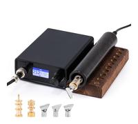 Flyrivergo Leather Creaser Machine, 140-932℉ Leather Edging and Creasing Machine Electric Edge Creasing Heat Iron Tool with 5PCS Tips, Wooden Receptacle Base