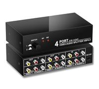 FlyroadUp 2 in 4 Out RCA Switch Splitter Composite Stereo AV Switcher Box