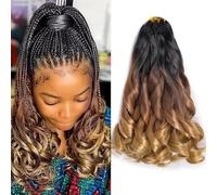 Flyroseing 12inch French Curl Braiding Hair, 8packs French Curls Hair Extensions for Braiding Pre Stretched Ombre Black Blonde 50g/Pack Loose Wavy for Women Synthetic Long Lasting for Daily/Vacation