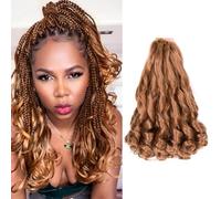 Flyroseing 8 Pcs French Curl Braiding Hair, 12inch 30# Braids Extensions Hair with Curly Ends Pre Stretched 50g/Pack Synthetic Goddess Box Braids for Black Women Long Lasting/Festival/Clubs