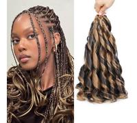 Flyroseing 8Packs French Curls Hair Extensions for Braiding, Honey Blonde 12 Inch Braids Extensions Hair Pre Stretched Braiding Hair 50g/Pack Loose Wavy Lightweight for Daily Use(P4H/27)