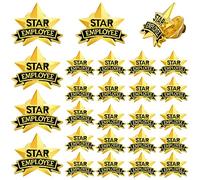 flysclean 24 Pieces Employee of The Month Lapel Pin 3/4 Inch Award Appreciate Pin Star Employee Lapel Pin Recognition Lapel Pins to Reward Any Employee The Month Corporate Pin for Employees