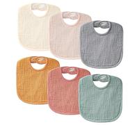 flysclean 6-Pack Muslin Baby Bibs for Unisex Boys Girls, Solid Colors, Soft Cotton Baby Drool Bibs, Drooling and Teething Bibs for Infant, Newborn