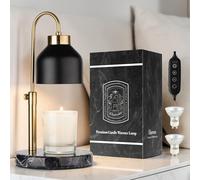 flysclean Candle Warmer Lamp with Timer & Dimmer, Marble Base, and Adjustable Height, Electric Dimmable Candle Melter for Scented Wax with 2 Bulbs, Compatible with Various Candle Size