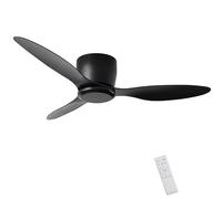 flysclean Ceiling Fan No Light with Remote Control, 42"" Modern Timer Ceiling Fans Without Light with 3 Blades, 6-Speed Noiseless Reversible DC Motor for Patio Living Room Bedroom Black