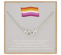 flysclean LGBT Pride Rhinestone Silver Necklace - Lesbian Gift