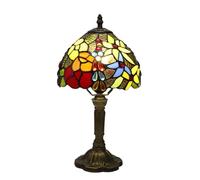 flysclean Tiffany Lamp Rose Flower Stained Glass Table Lamp for Bedroom,3 Light Colors Nightstand Bedside LED Home Office Reading Light 8X8X14 Tall Small Side Table lamp for Living Room Desk Lamp