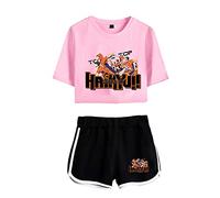 Flyself Boys Haikyuu Crop Top T-Shirt Shorts Set Karasuno High School Anime Cosplay Costume Casual Summer Sports Wear Tracksuit