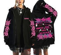 Flyself Kpop 樂-Star Rock Star Y2k Zip Up Hoodie Mens Womens Long Sleeve Pullover Top Hooded Sweatshirt E-Girl 90s Streetwear Jacket Jumper