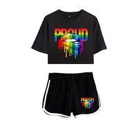 Flyself Love is Love LGBT Gay Lesbian Pride Tracksuits T-Shirts and Shorts 2 Pieces Suit for Women Girls Casual Sportswear Outfit Pyjama Sets