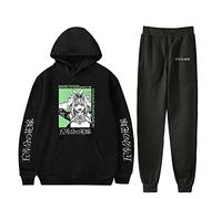 Flyself Unisex Anime The Quintessential Quintuplets Print 2 Piece Loungewear Tracksuit Ladies Top and Jogger Set for Boys Girls Black
