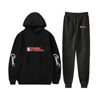 Flyself Unisex Charli D'Amelio 2 Pieces Tracksuit Sets Long Sleeve Hoodie Pullover Sweater and Long Pants Set Jogging Gym Sweatsuits