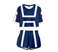 Flyself Women Girls Anime 3D Print Summer Crop Tops with Shorts Pants Sport Set Pyjama Sets Bakugou Deku Todoroki Graphic Cosplay Tracksuit 2 Pieces Set
