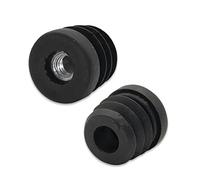 Flyshop 16 Pcs Black Round M8 Thread Tube Insert Plastic Adjustable Leveling Foot Table Chair Pipe End Caps, Thick Bottom, 25 mm, 1"