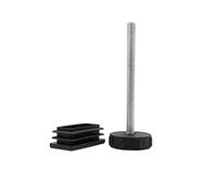 Flyshop 4 Sets M8 x 25 x 50mm Threaded Plastic Plugs with Adjustable Furniture Leveling Feet, Durable Pipe Hole Plugs, Tube Inserts, Black Chair Leg Floor Protectors