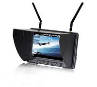 Flysight 5.8Ghz FPV Monitor DVR 7 inch Field FPV Wireless Diversity Receiver Monitor Black Pearl RC801 High Brightness HD Display 1024 x 600 Screen Monitor with Battery(RPSMA ANT)